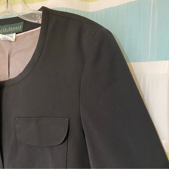 Harve Benard Scalloped Blazer Jacket Cropped Black Sz 12 - Picture 3 of 11